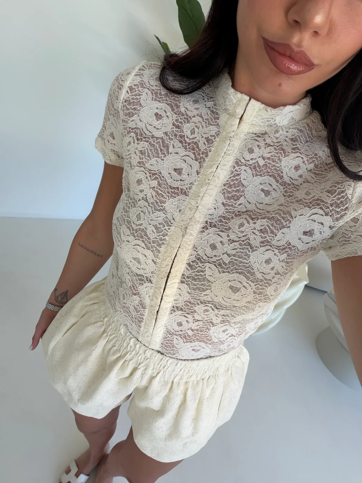 17238-SHORT RICAMI MILK - Image 3