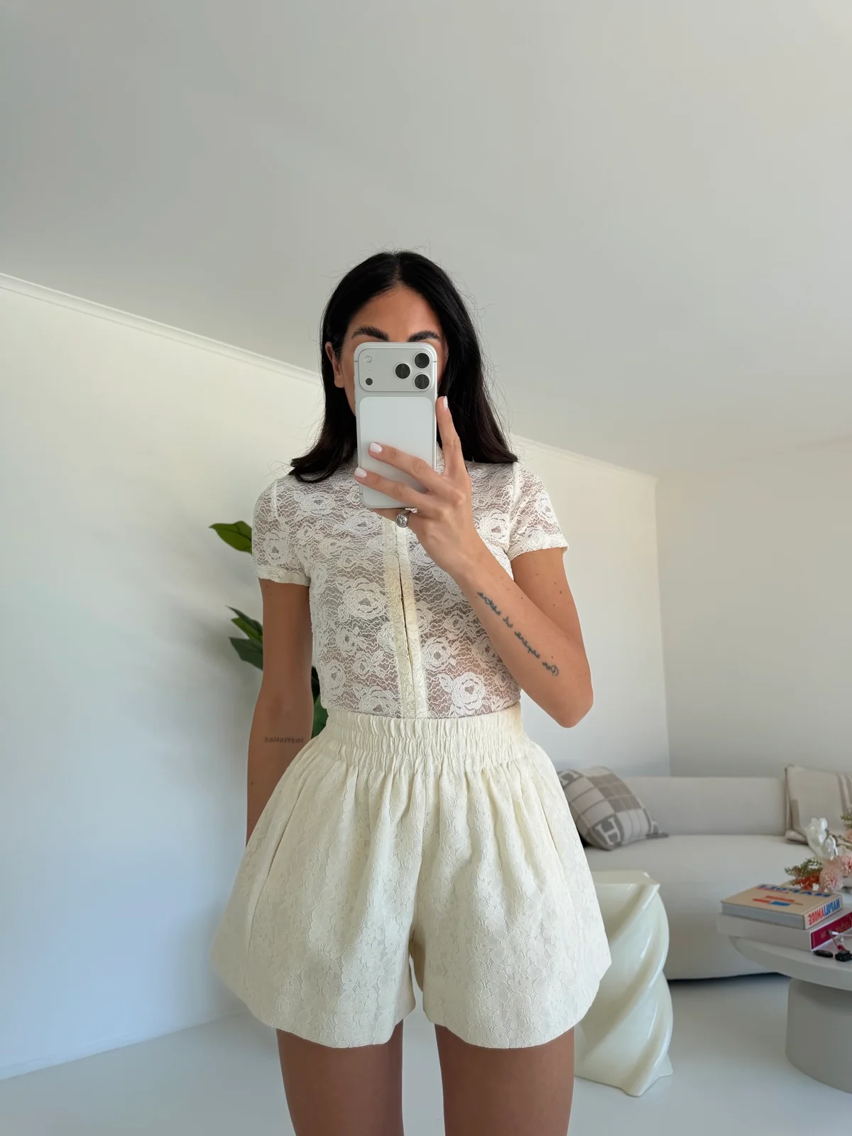 17238-SHORT RICAMI MILK - Image 6