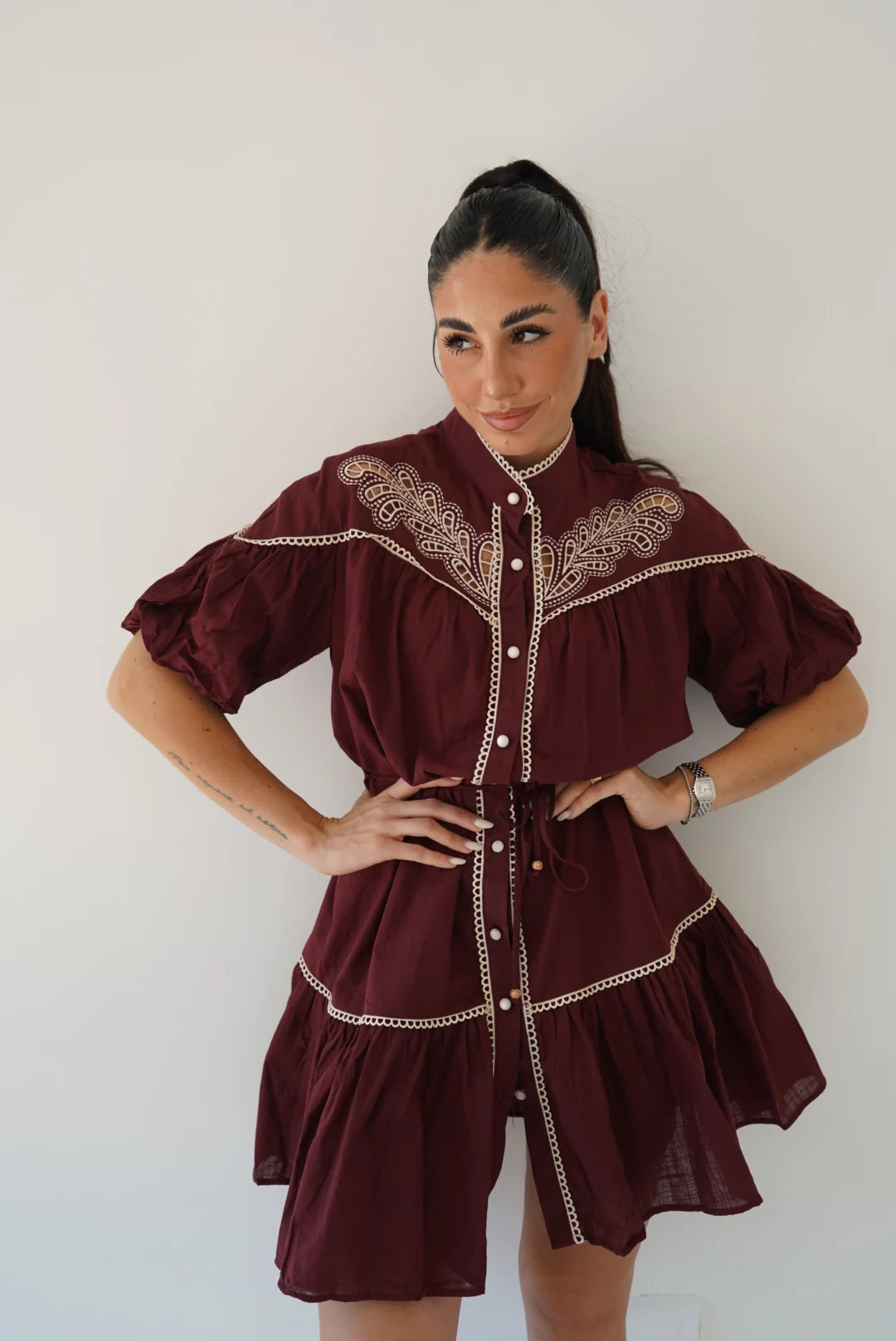 175079-MINI CHEMISIER TULLIA WINE