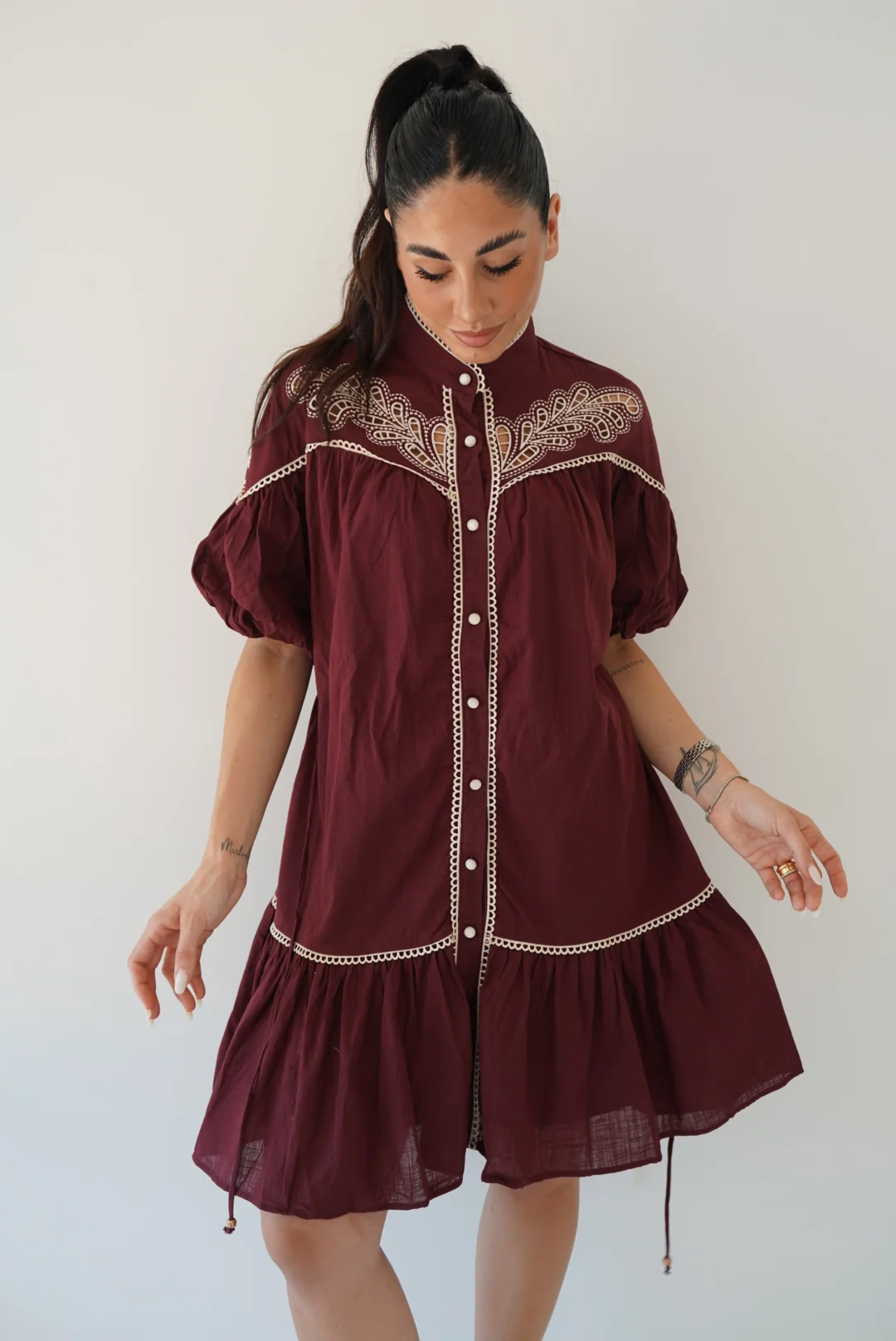 175079-MINI CHEMISIER TULLIA WINE - Image 2