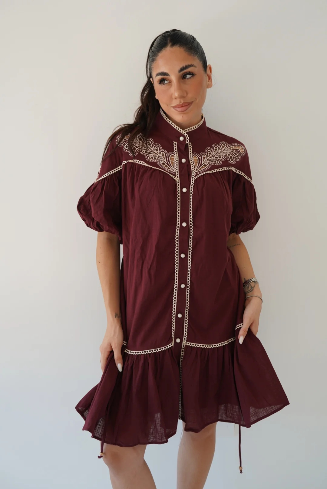 175079-MINI CHEMISIER TULLIA WINE - Image 4