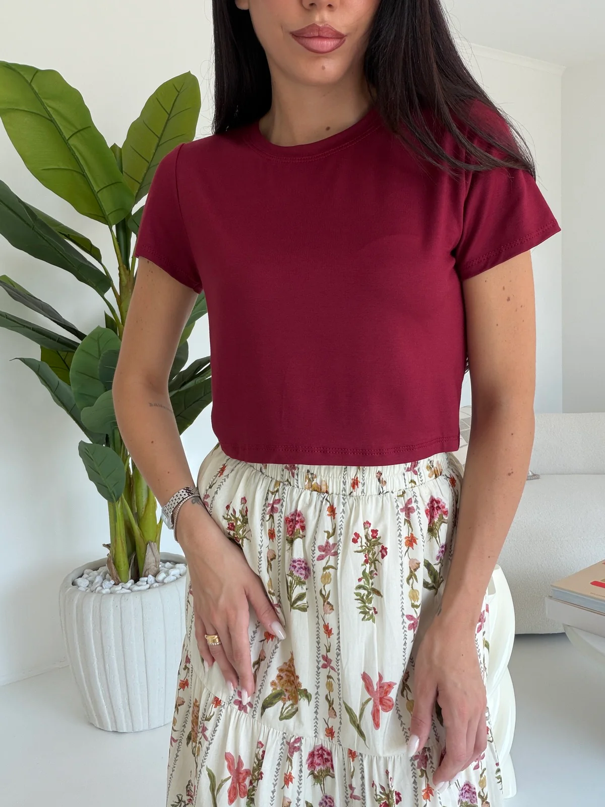 3074-T-SHIRT AMBER BORDEAUX