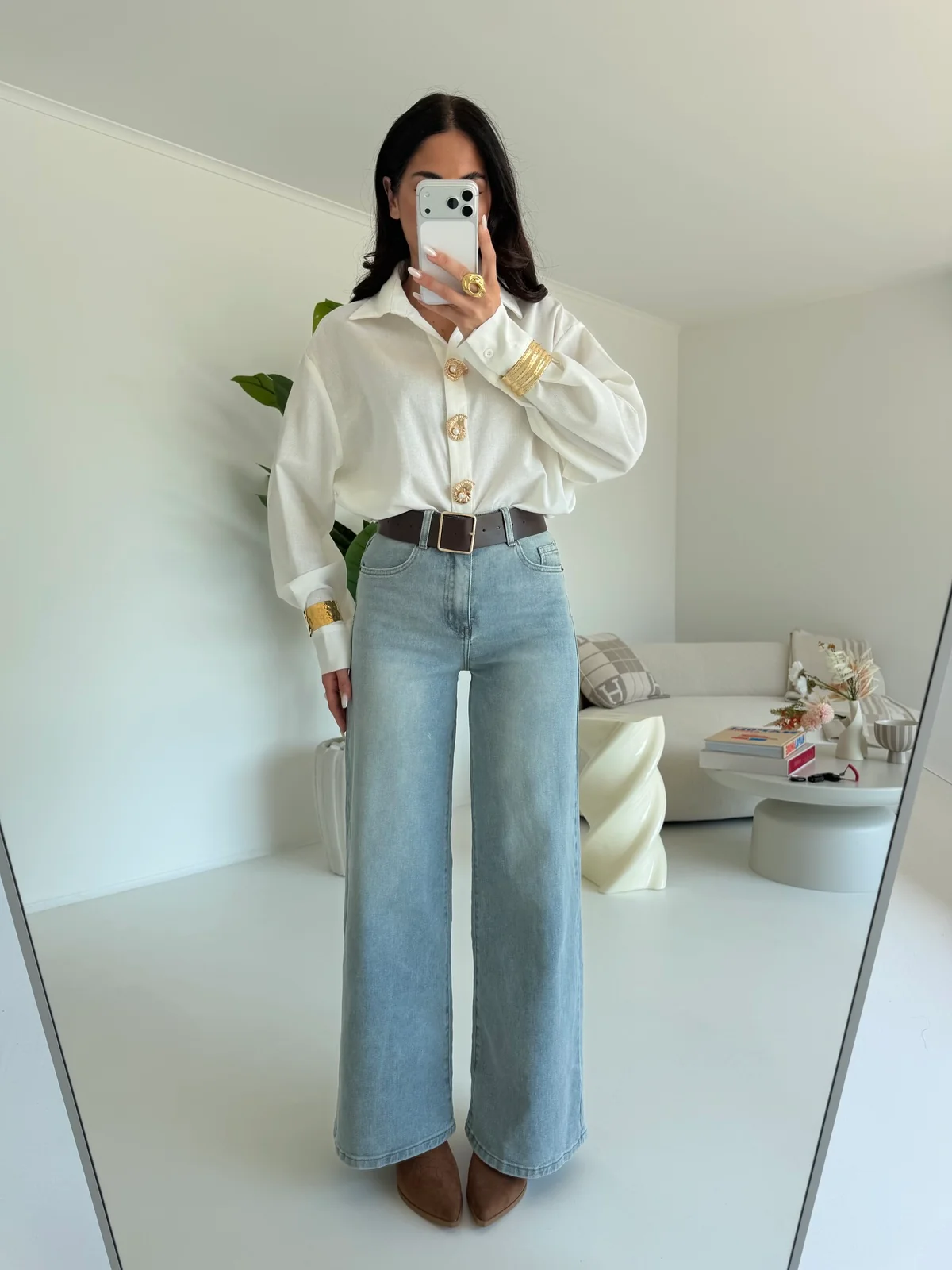 9556-JEANS+CINTURA DENIM CHIARO - Image 2