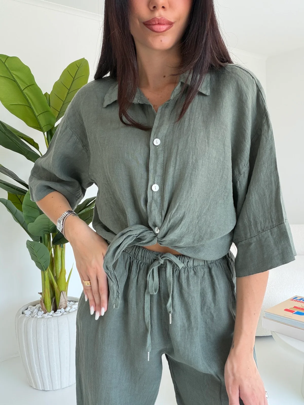 CAMICIA 100%LINO MILITARE