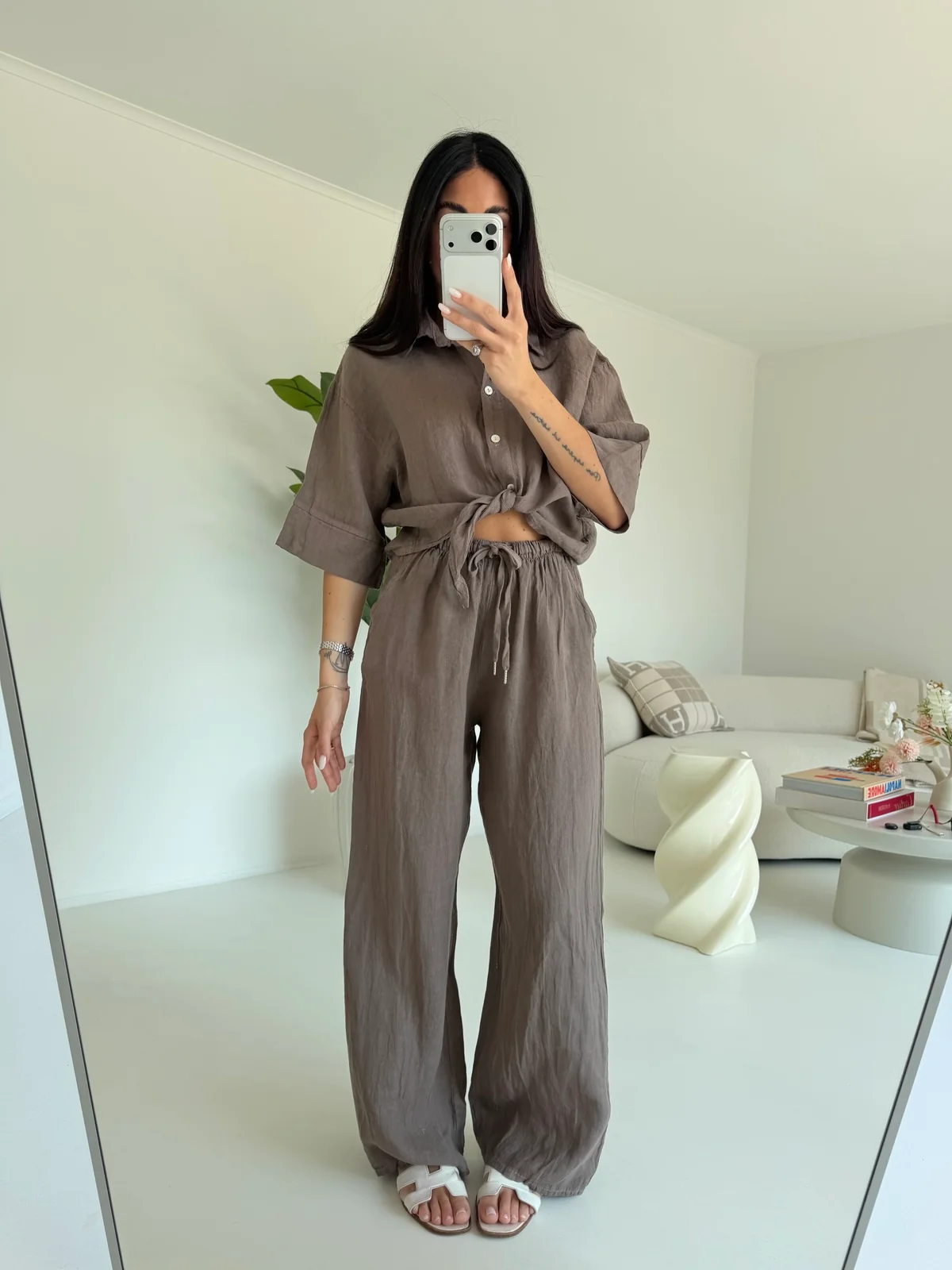 CAMICIA 100%LINO TAUPE - Image 3