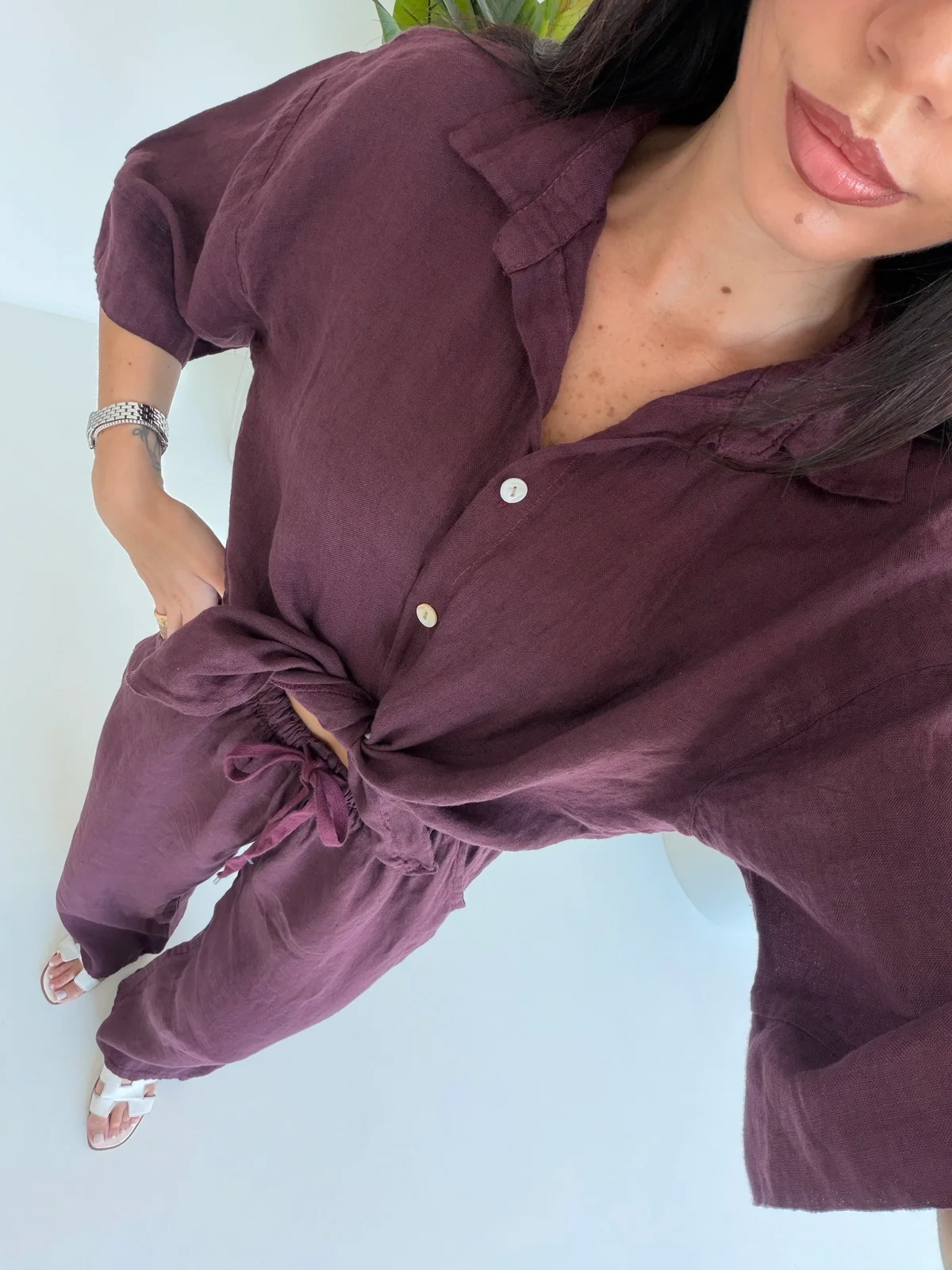 CAMICIA 100%LINO WINE - Image 2