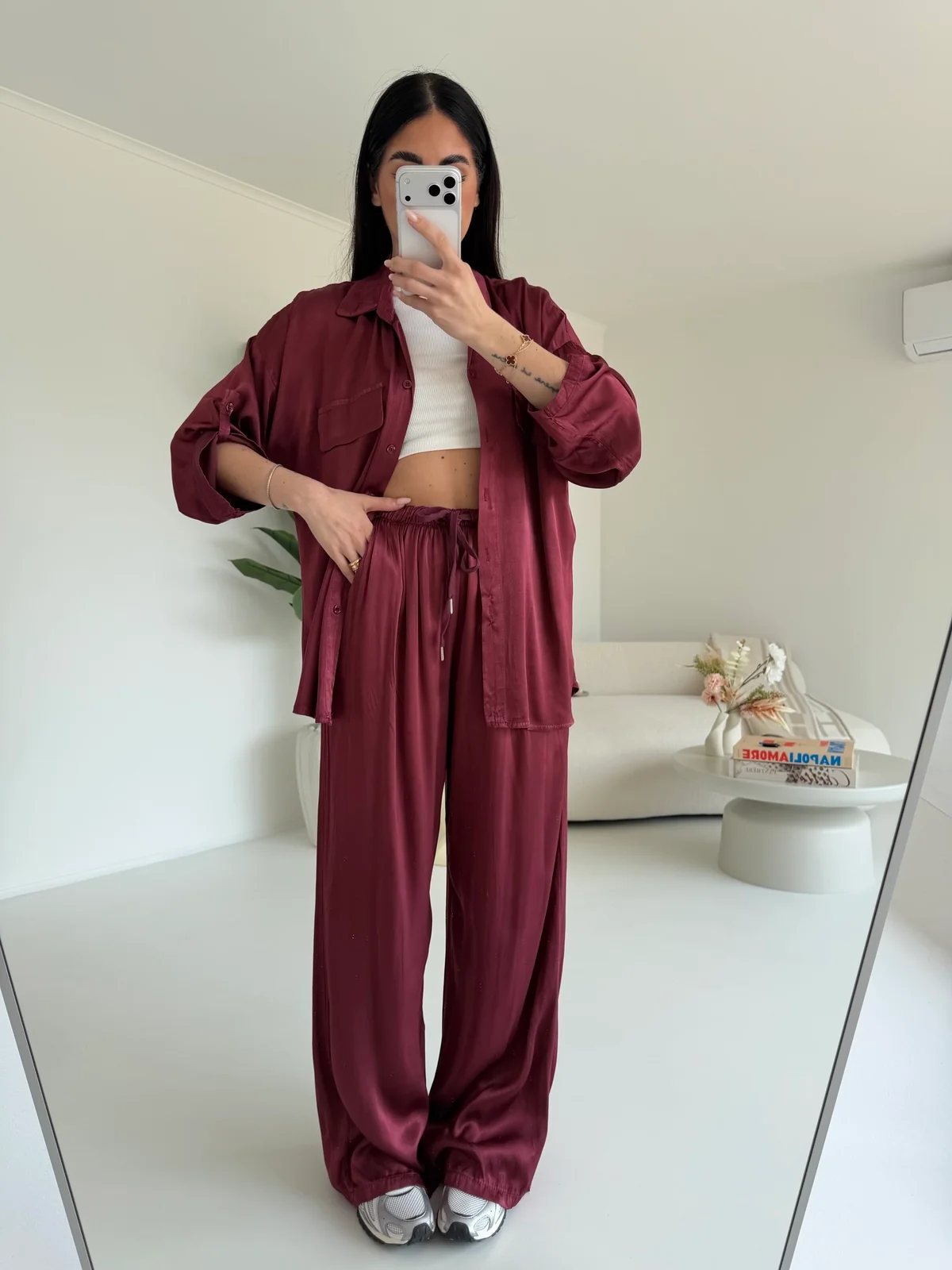 CAMICIA SATIN BORDEAUX - Image 3