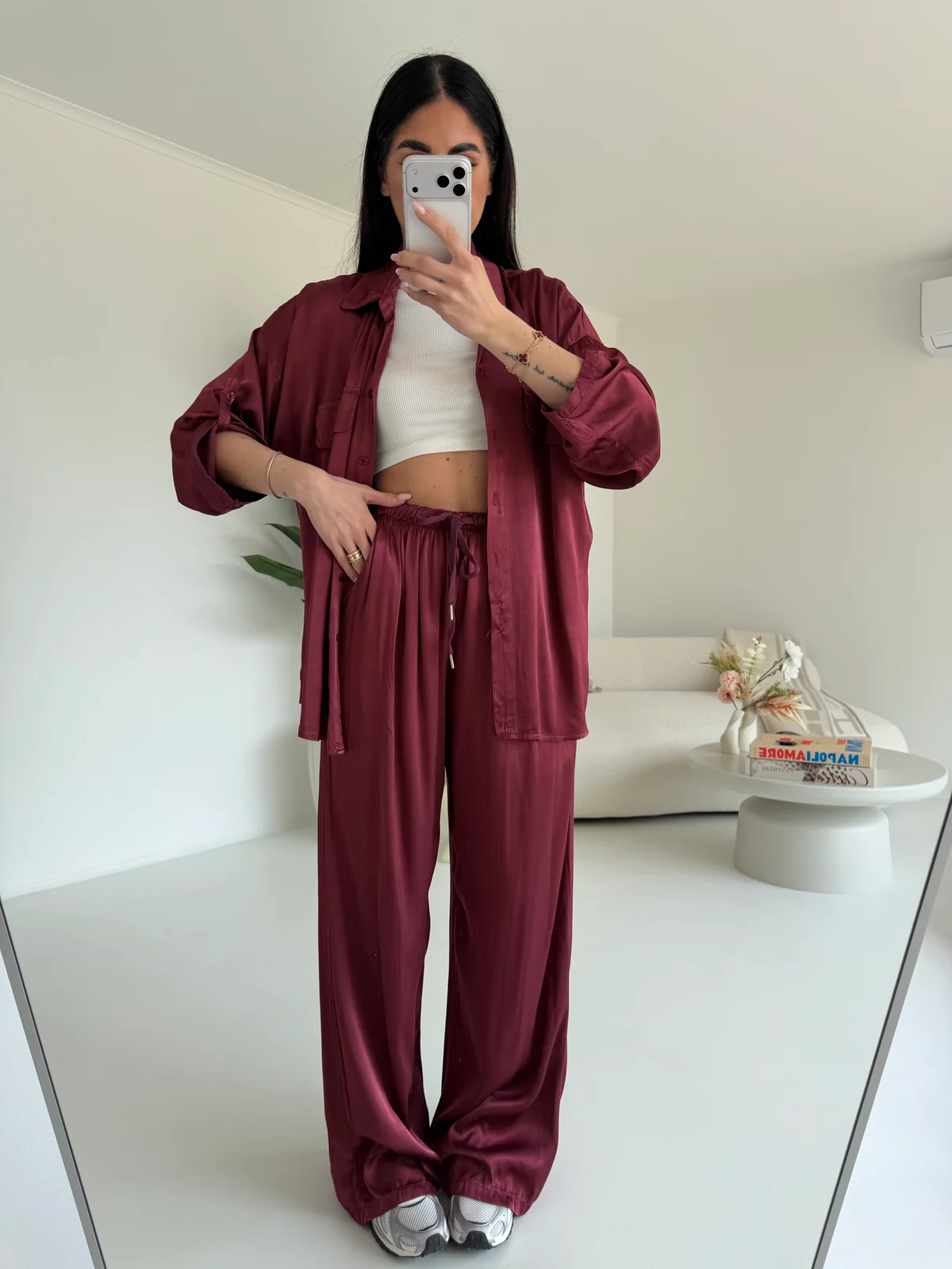 CAMICIA SATIN BORDEAUX - Image 4