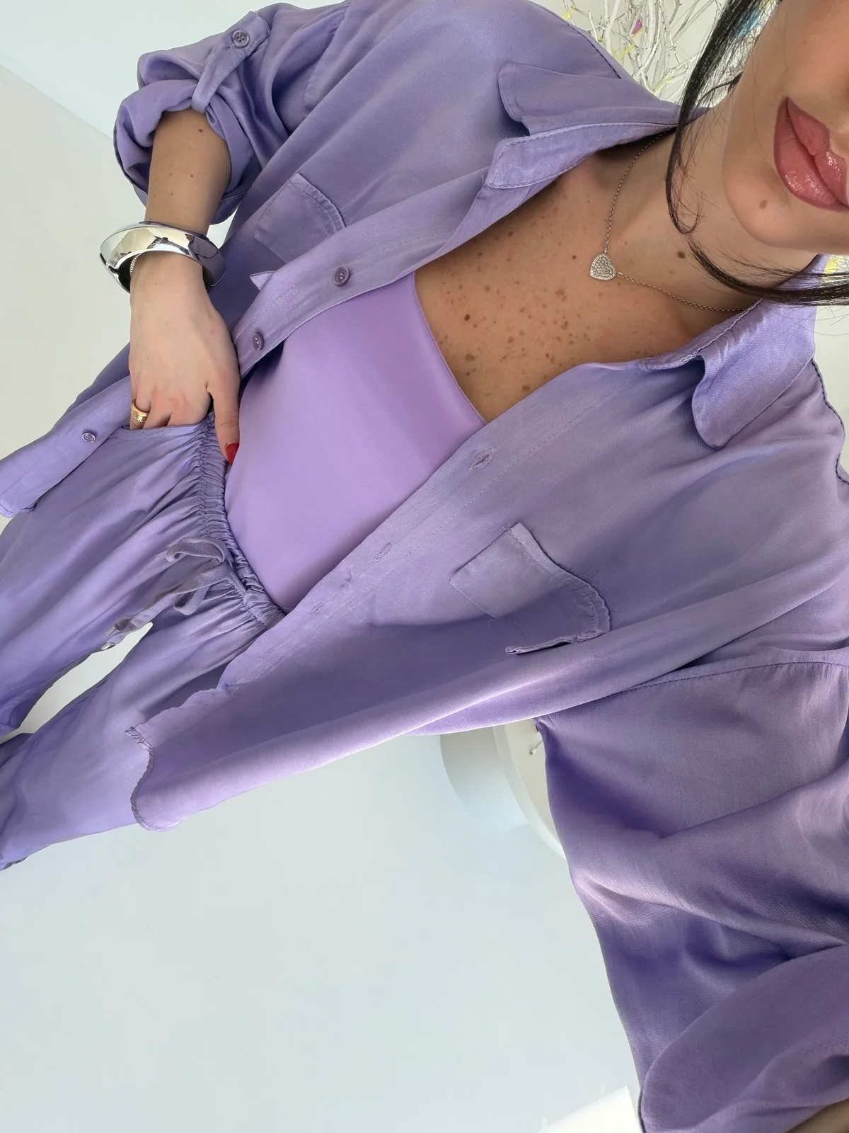 CAMICIA SATIN LILLA - Image 2
