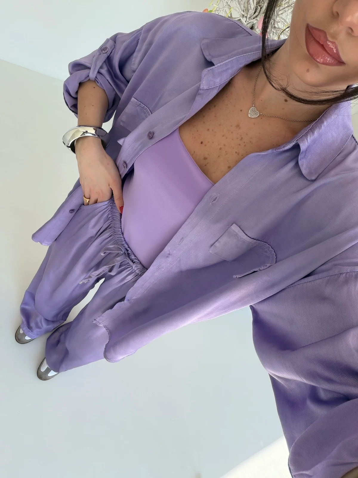 CAMICIA SATIN LILLA - Image 3
