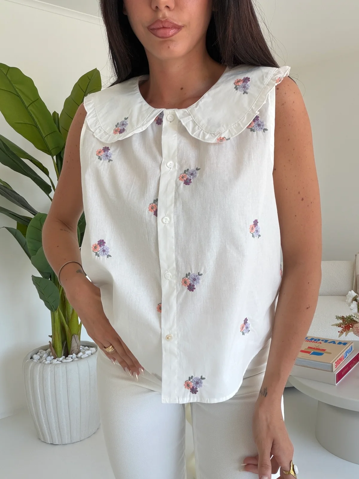 G68181-CAMICIA FLOWER MILK
