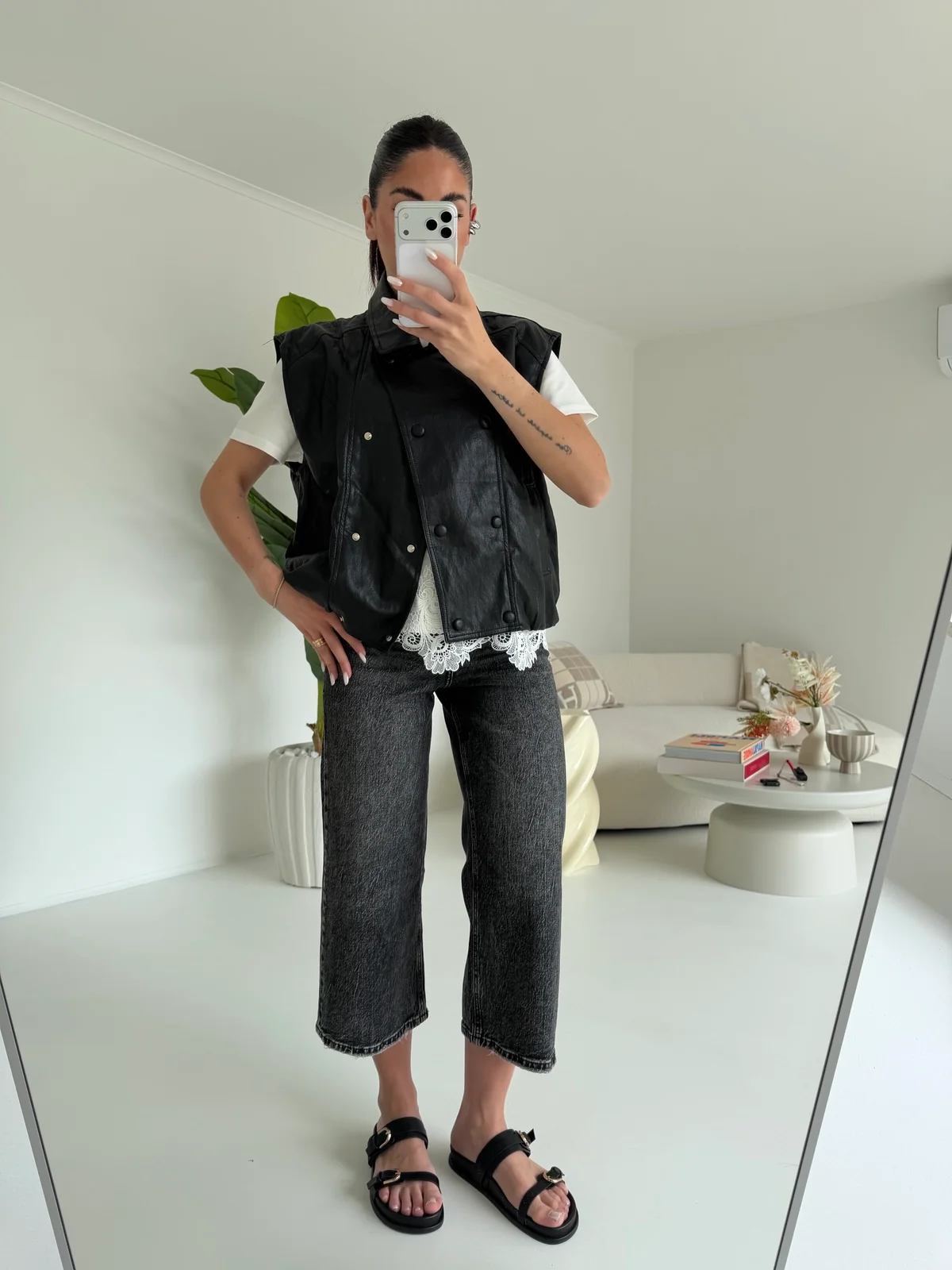 H3375-5-JEANS PALAZZO CROP NERO - Image 4