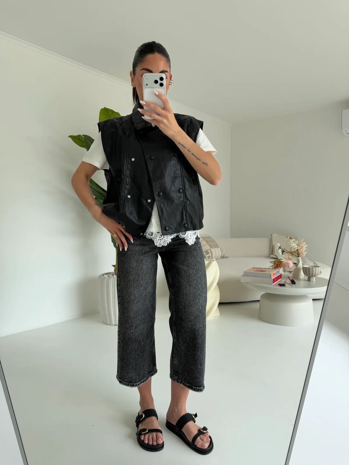 H3375-5-JEANS PALAZZO CROP NERO - Image 5