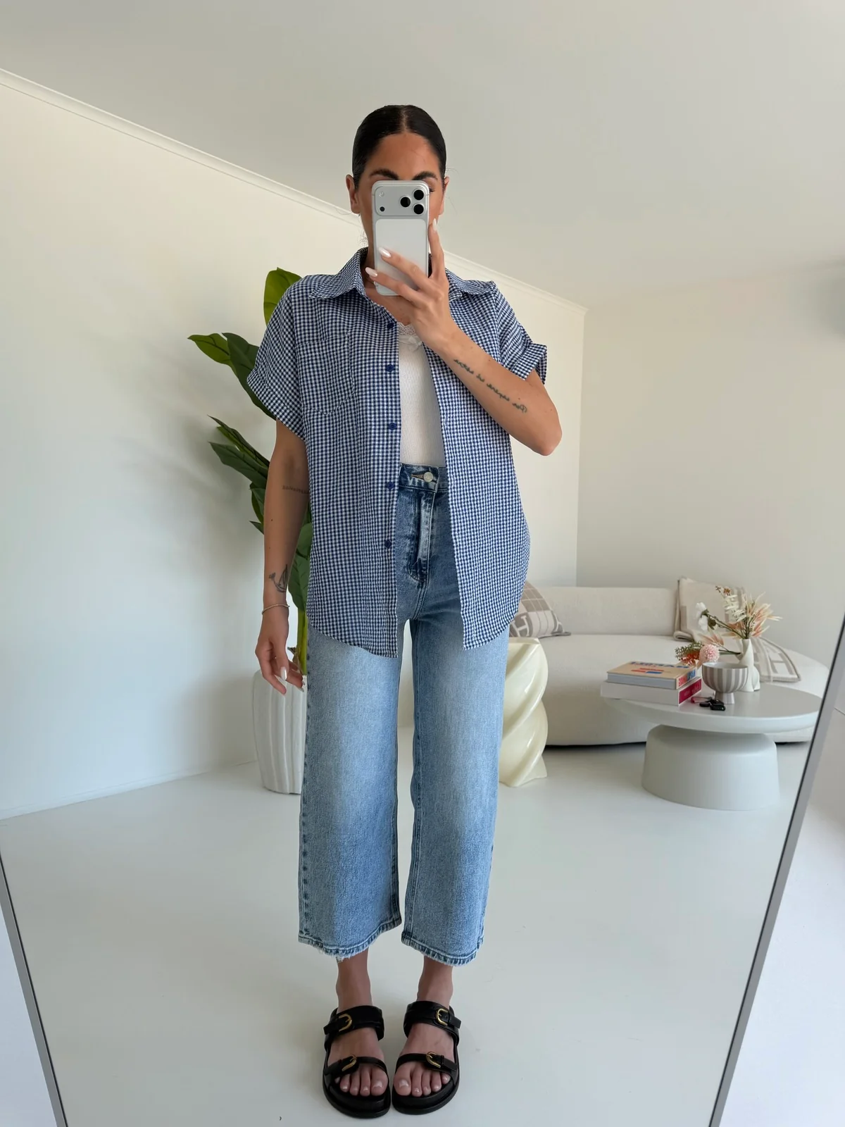 H3375-JEANS PALAZZO CROP DENIM - Image 3