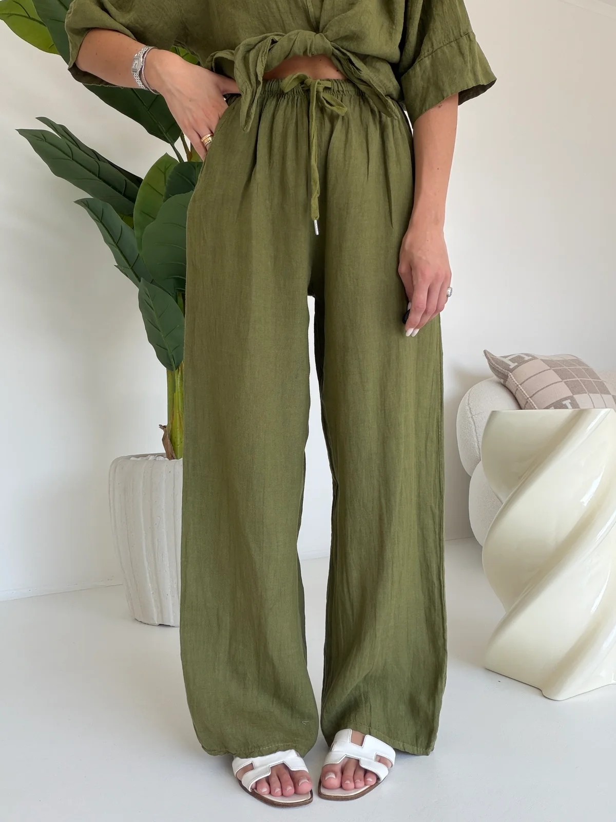 PANTALONE 100%LINO MACARON