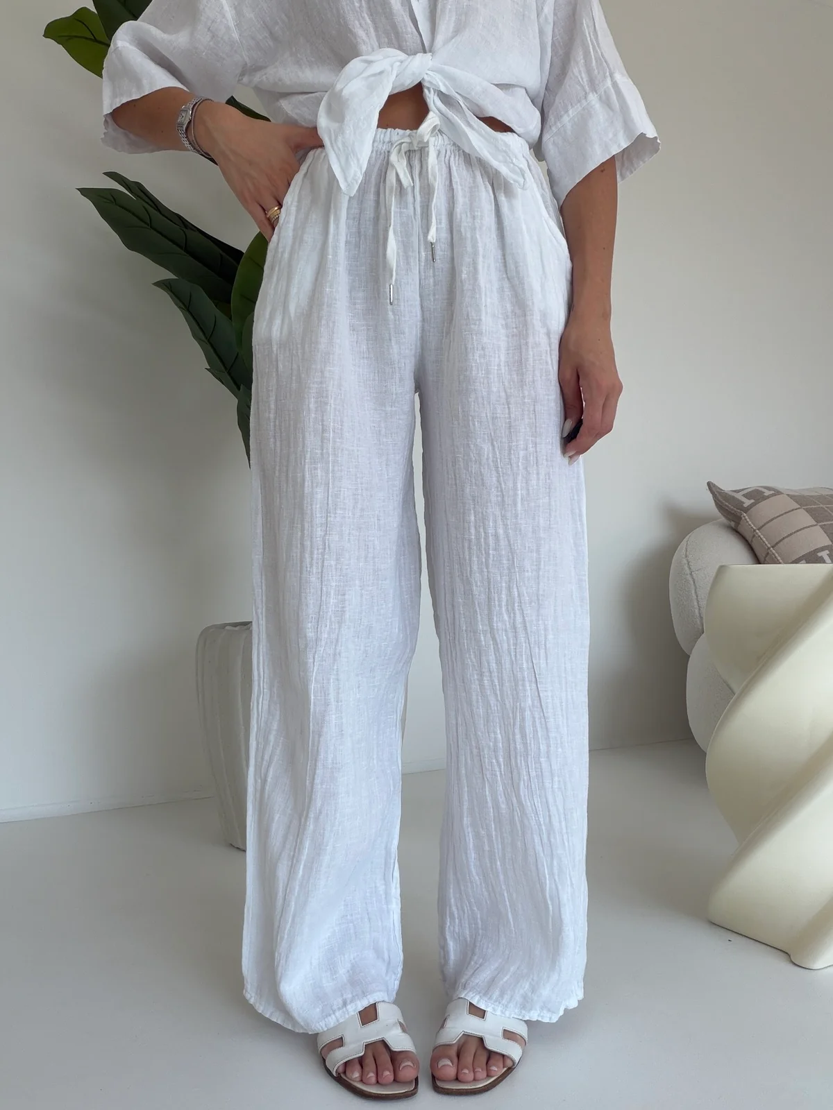 PANTALONE 100%LINO MILK
