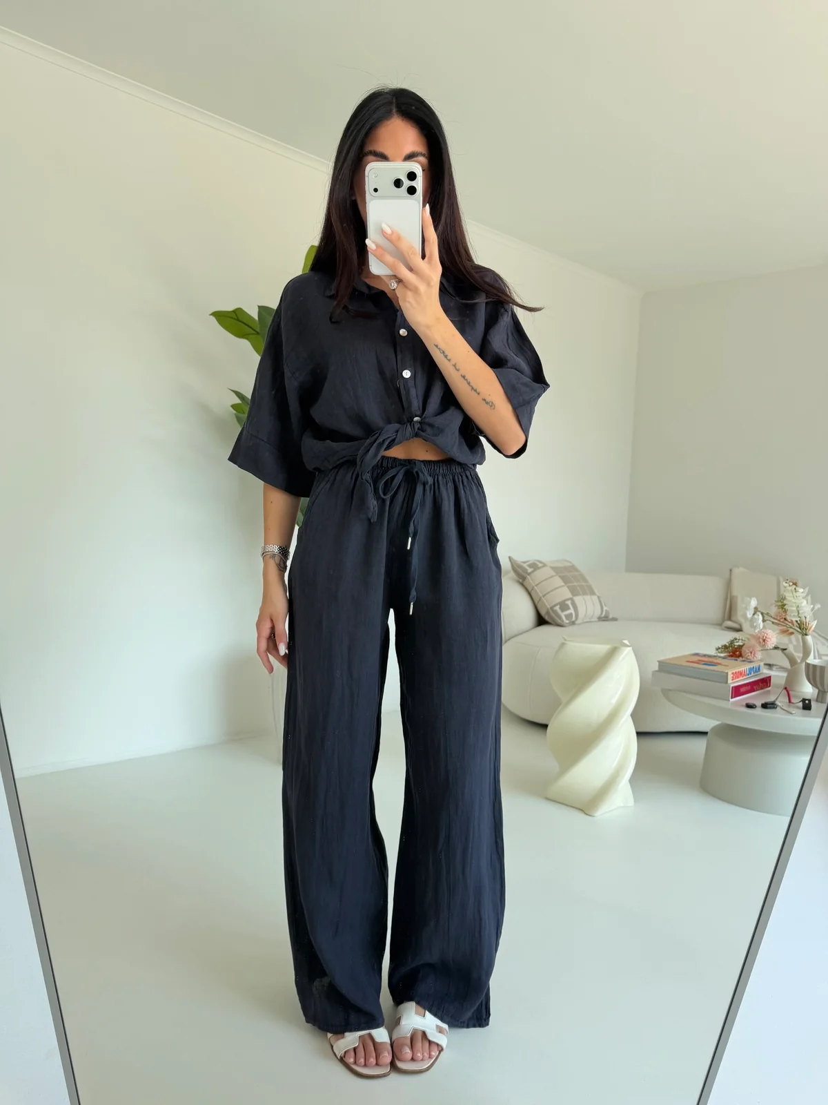 PANTALONE 100%LINO NAVY - Image 2