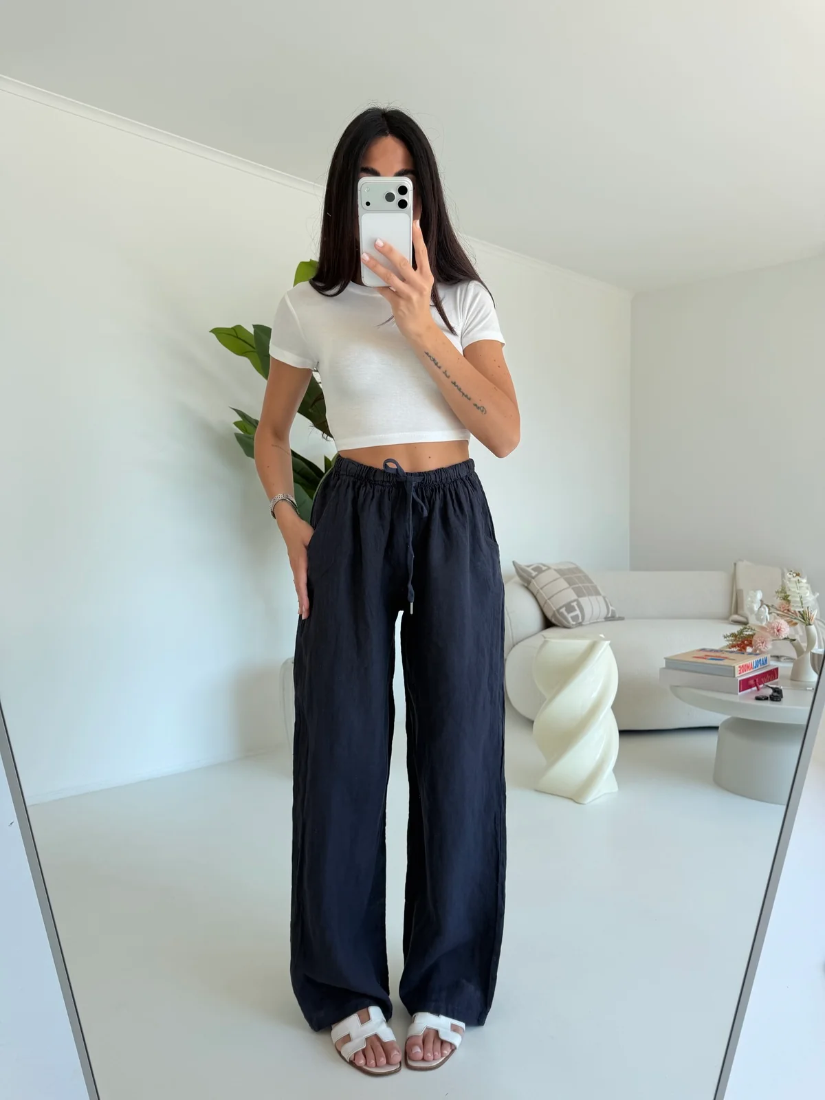 PANTALONE 100%LINO NAVY - Image 2