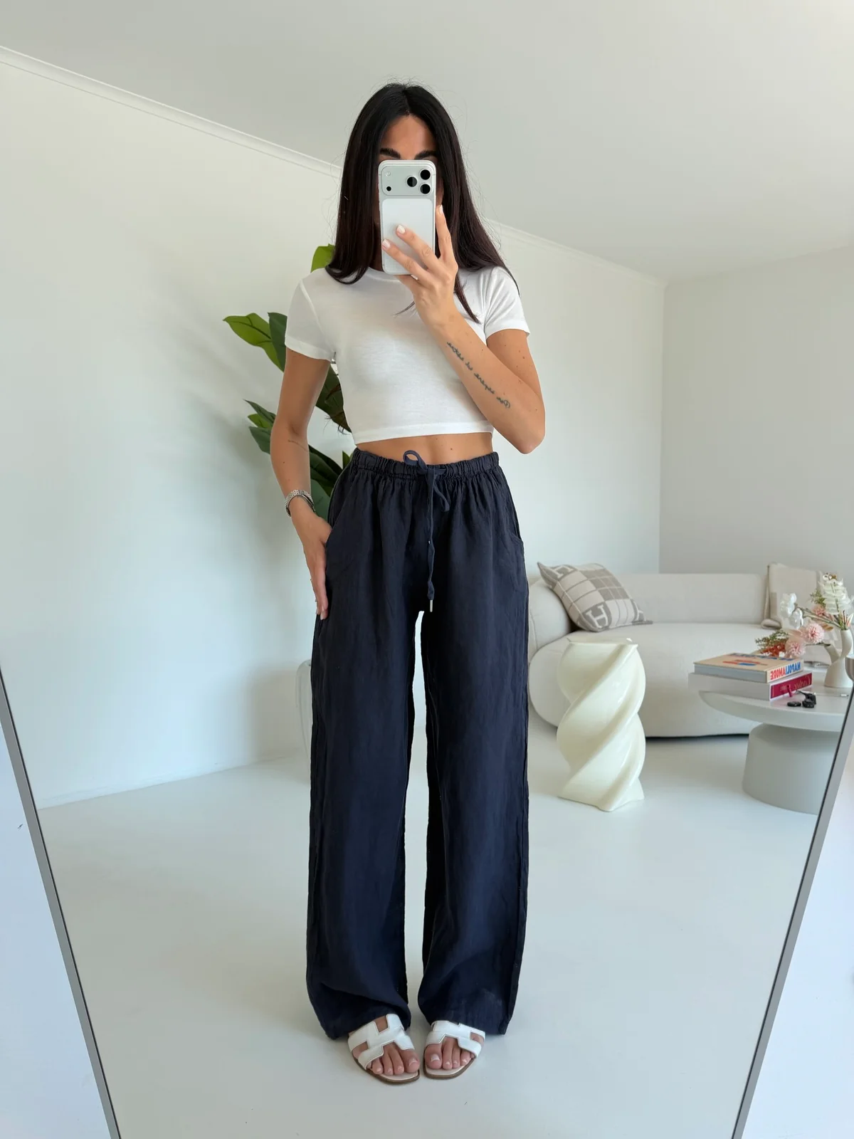 PANTALONE 100%LINO NAVY - Image 4