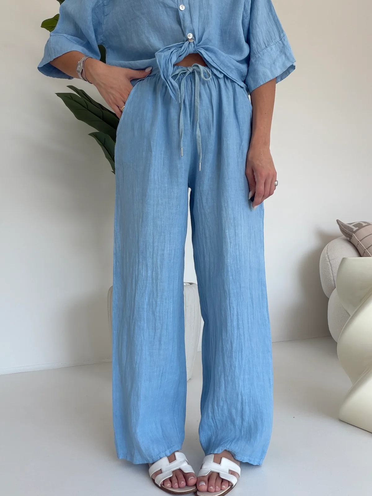 PANTALONE 100%LINO PASTELLO - Image 3