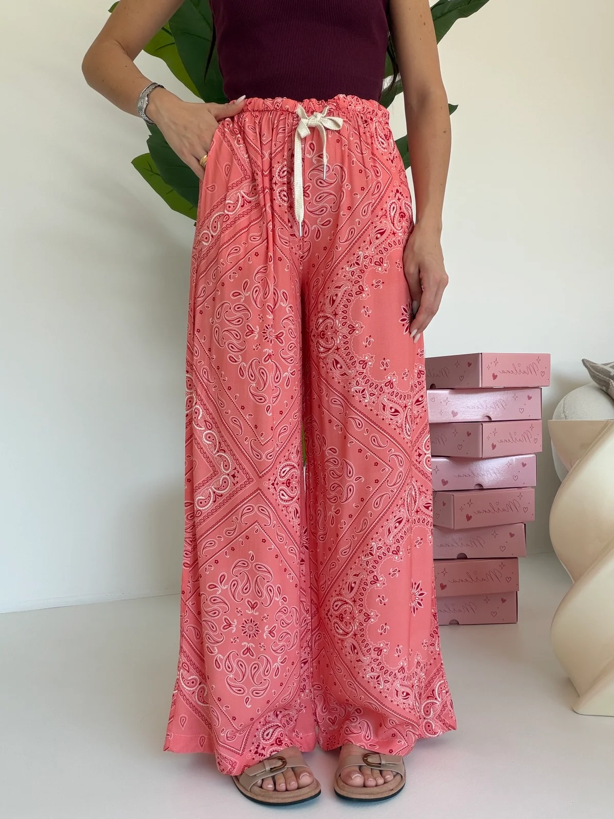 PANTALONE PALAZZO BANDANA-PEACH