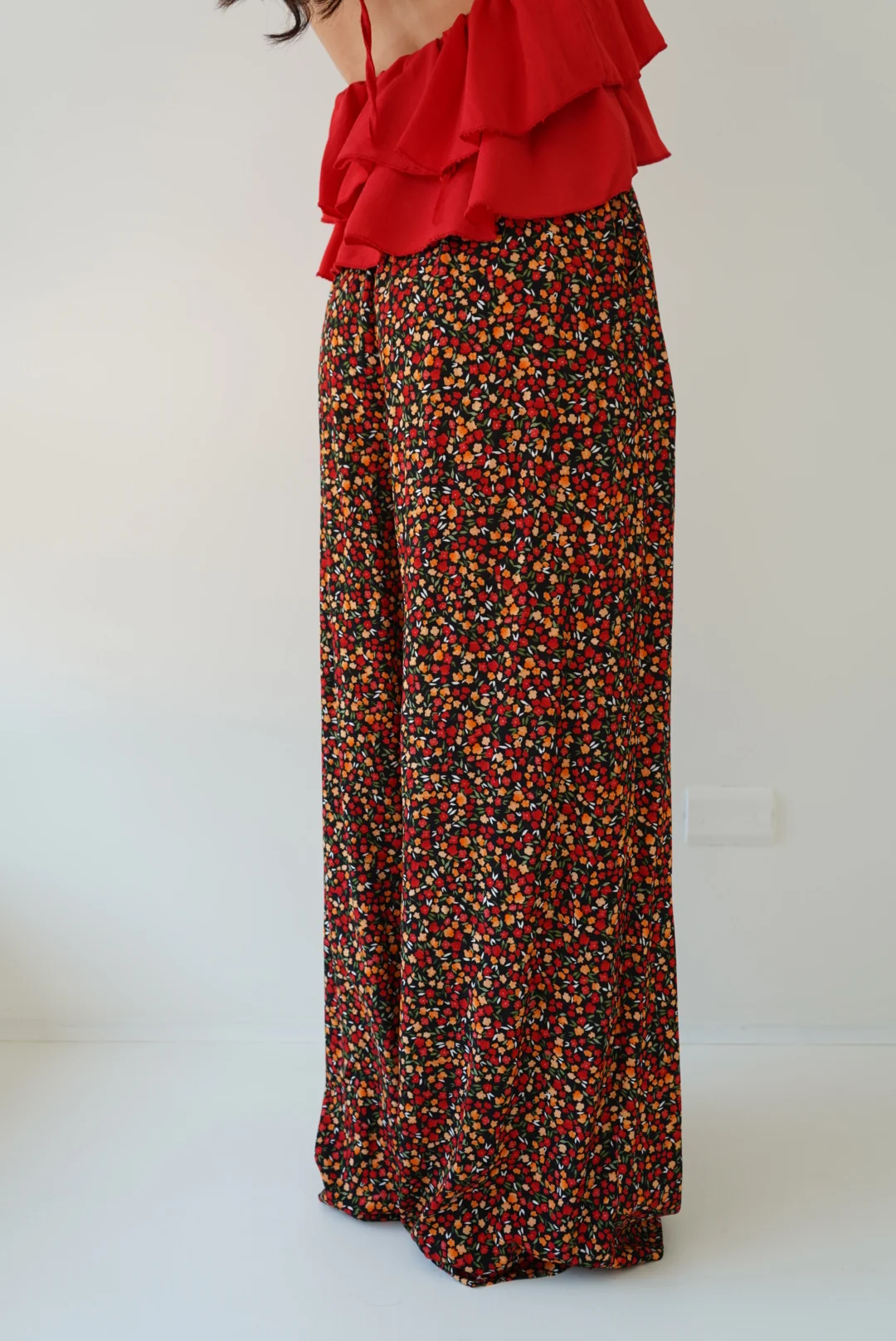 PANTALONE PALAZZO FLOWER-NERO - Image 3