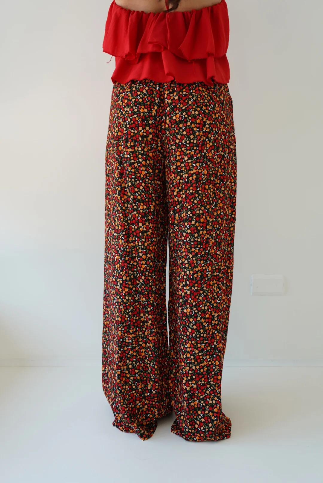 PANTALONE PALAZZO FLOWER-NERO - Image 5