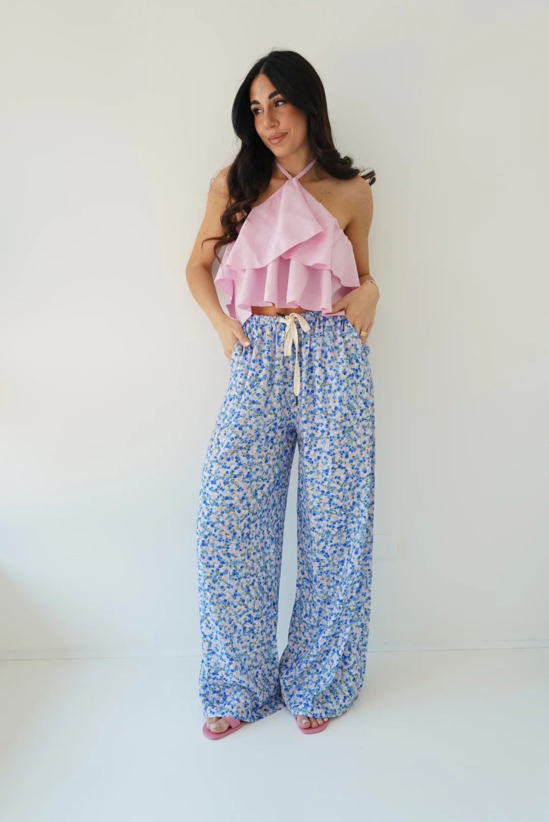 PANTALONE PALAZZO FLOWER-PASTELLO