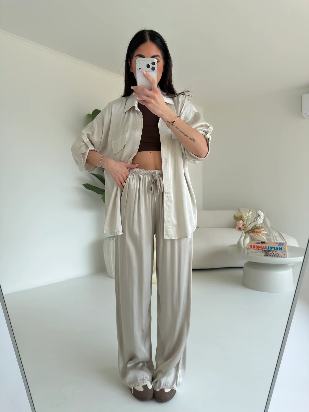 PANTALONE SATIN CHAMPAGNE - Image 2