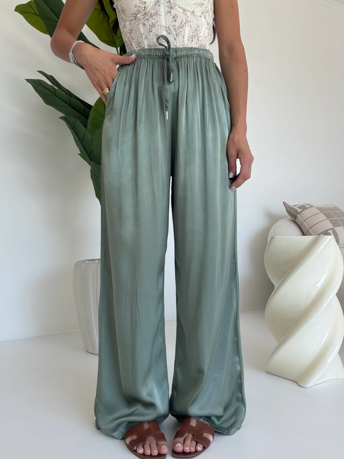 PANTALONE SATIN MILITARE