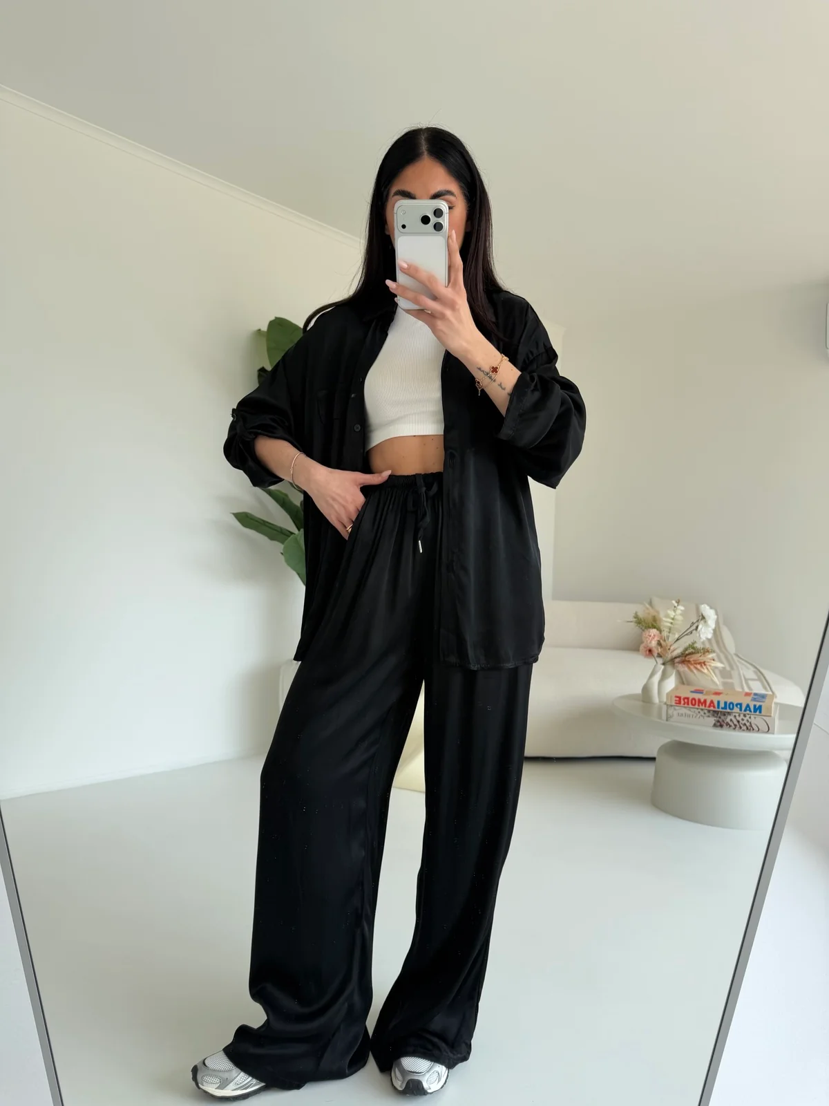 PANTALONE SATIN NERO - Image 4