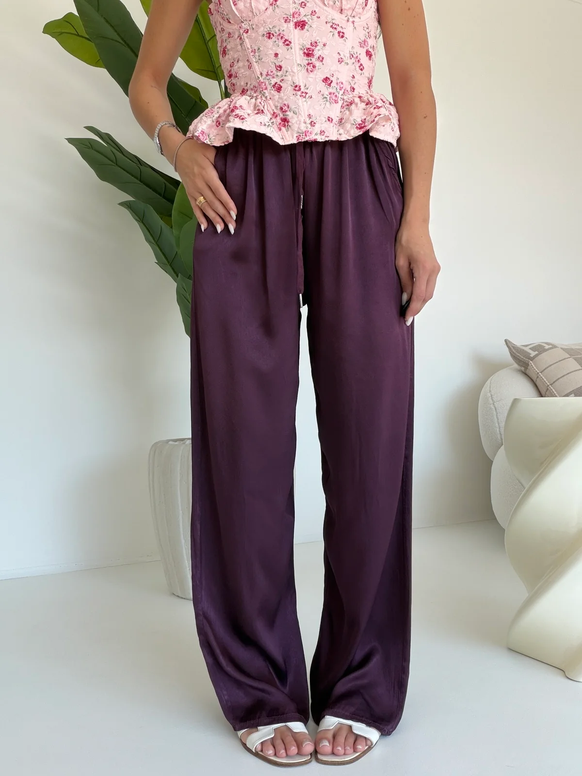 PANTALONE SATIN WINE