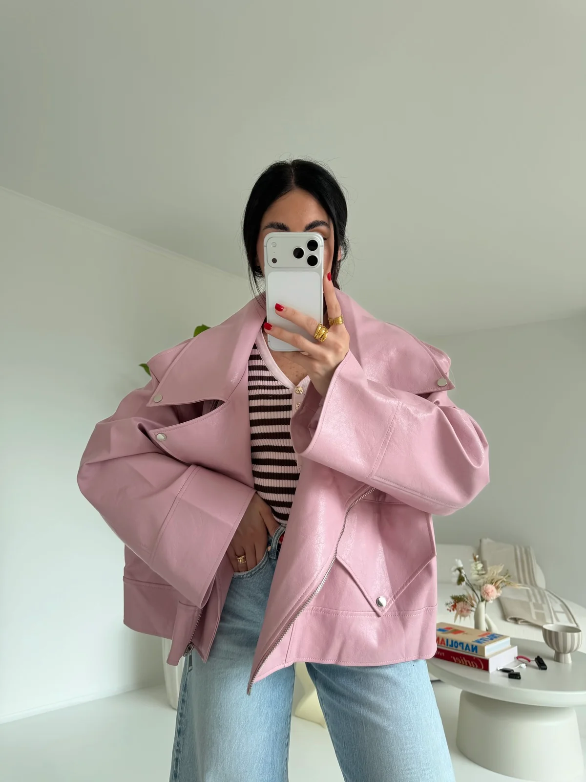 PU8020-1-BIKER ECOPELLE PINK