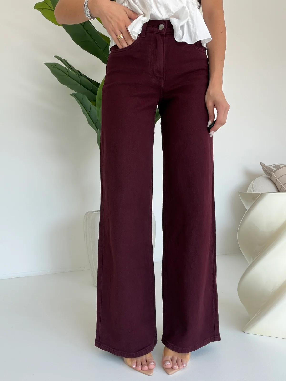 SJ1788-19-JEANS PALAZZO WINE - Image 3