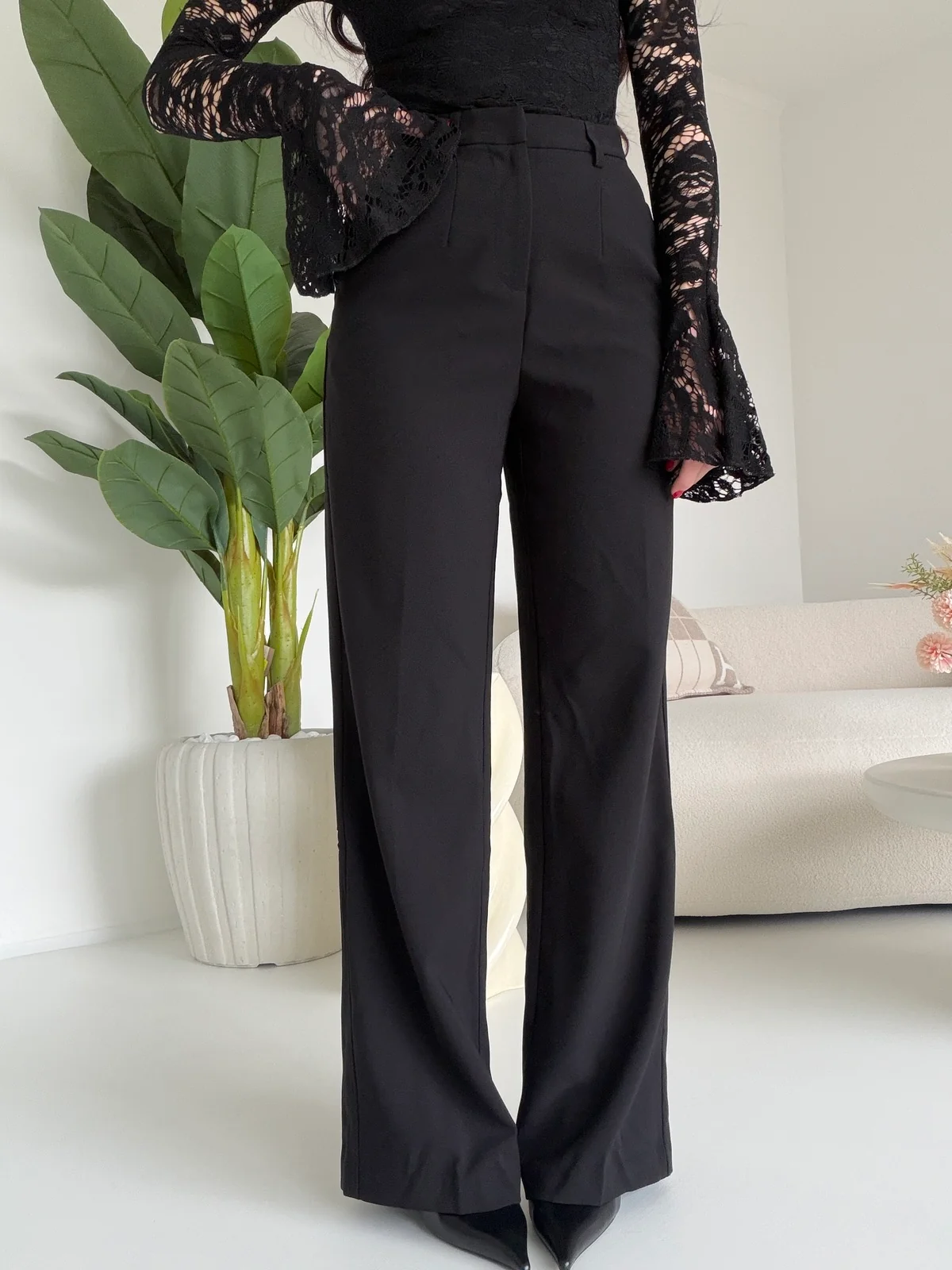 VS19186A-PANTALONE PALAZZO NERO