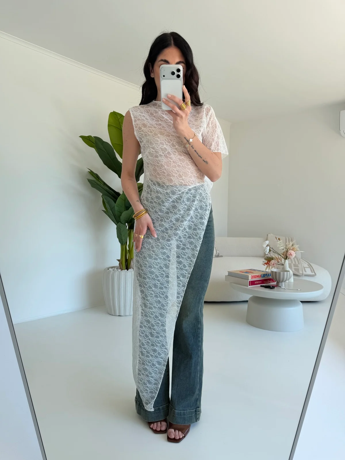 47297-MAXI MAGLIA IN PIZZO MILK - Image 2